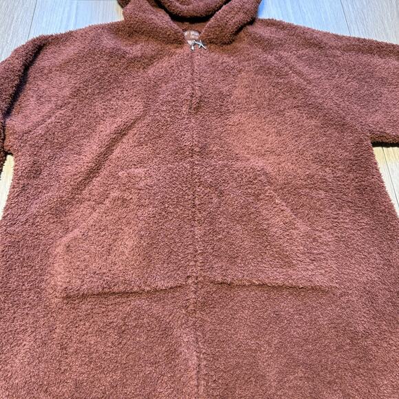 Barefoot Dreams S/M CozyChic Zip Hooded Lounger Robe Brown Soft Cozy - Picture 14 of 16